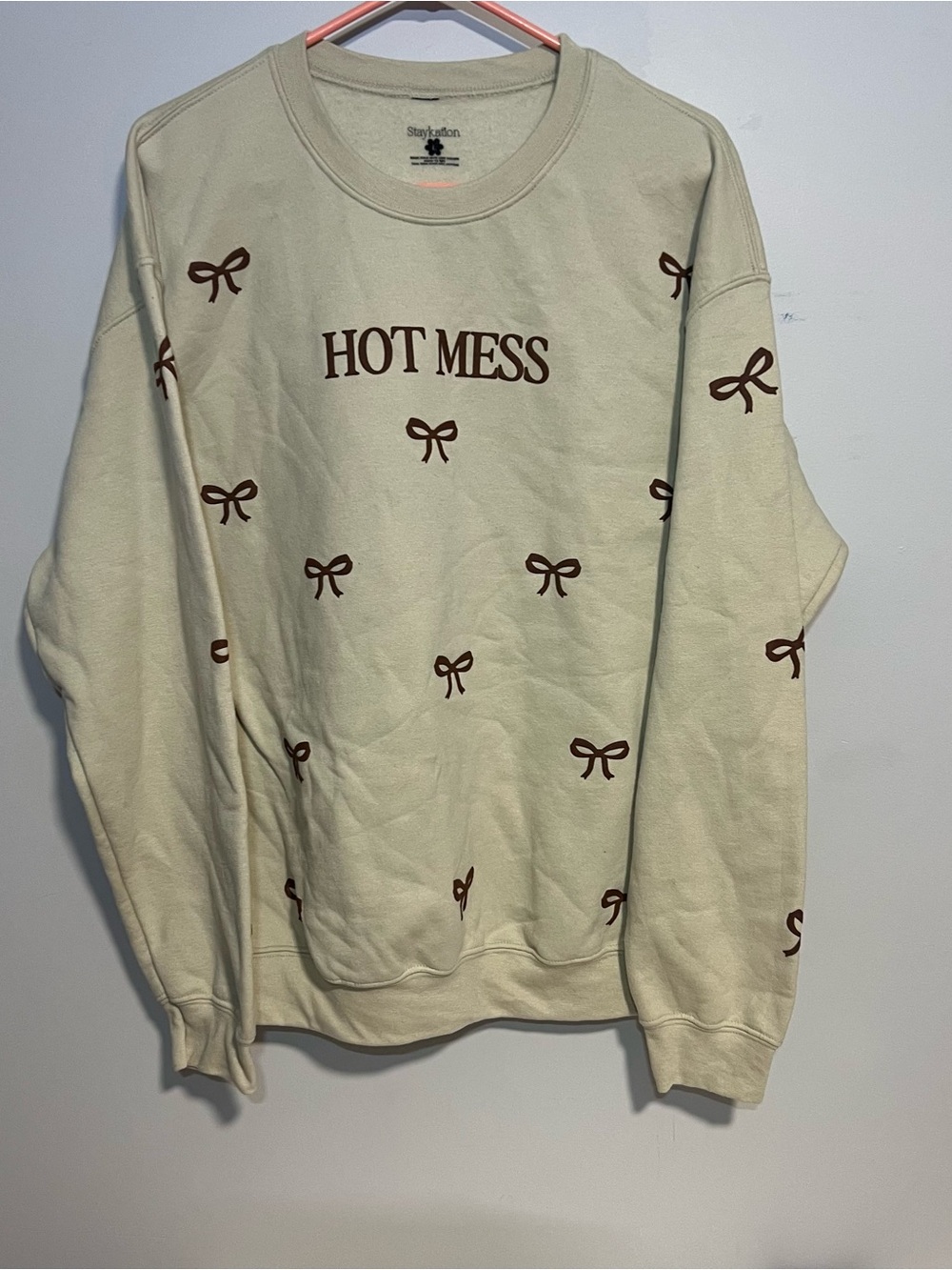 Brand new Staykation 'Hot Mess' Cream Crewneck Sweatshirt